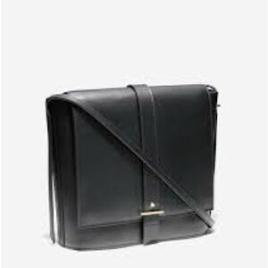 Cole Haan Vestry Saddle Bag in Black‎ Crossbody Leather Purse Gold Hardware